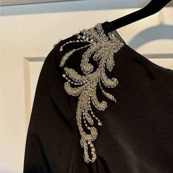 Women’s black satin sheath dress Silver beading & appliqués made by Colors Dress - Picture 2 of 7